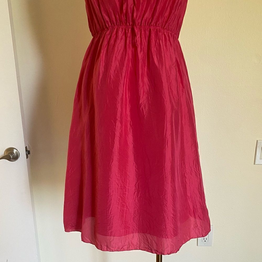 Calypso St Barth Silk Raspberry Pink Sleeveless Mini Dress Crinkle Ribbon Size S - Picture 4 of 13